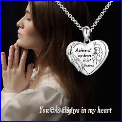 925 Sterling Silver Cremation Heart Urn Necklace Angel Wings Urn Necklaces for W