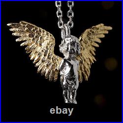 A24 Pendant Angel with Golden Wings Amor Sterling Silver 925