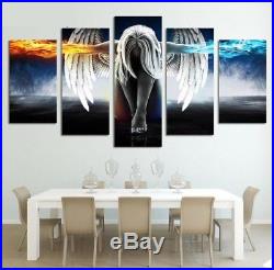 ANGEL FIRE & ICE CANVAS wings 5 piece HQ Wall Art Print (framed) Large size