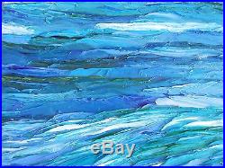 ANGEL WINGS AT SEA Original Seascape OIL Painting 24x48 Julia Garcia Large Art