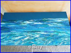 ANGEL WINGS AT SEA Original Seascape OIL Painting 24x48 Julia Garcia Large Art