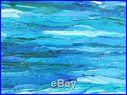 ANGEL WINGS AT SEA Palette Knife Impasto OIL Painting 24x48 LARGE Julia Garcia
