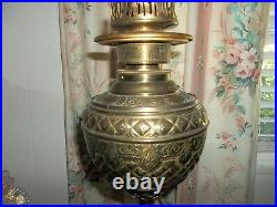 ANTIQUE Winged Cherub withsnake Banquet Parlor Oil Lamp Victorian electric