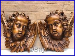 AUTUMN SALE! Top Quality Large Walnut Winged Angels / Putti's/Cherubs circa 1900