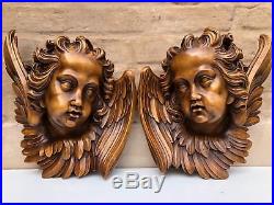 AUTUMN SALE! Top Quality Large Walnut Winged Angels / Putti's/Cherubs circa 1900