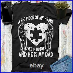 A Big Piece Of My Heart Lives In Heaven He Is My Dad Guardian Angel Wings Shirt