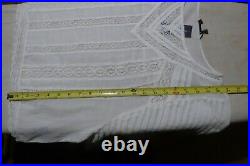 A. E. Goth Boho Dirndl White Cotton Lace Short Angel Wings Sleeves Blouse Top L