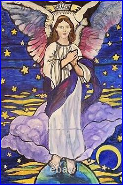 Abstract Angel original art Stained Glass wings painting spiritual 24x36