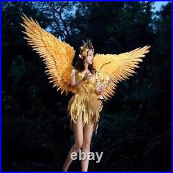 Adult Large Gold Feather Angel Wing Photo Prop