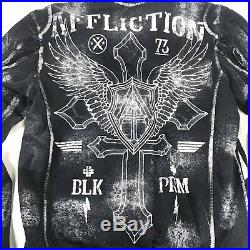 Affliction Full Zip Sweatshirt Jacket Mens Size L Live Fast Cross & Angel Wings