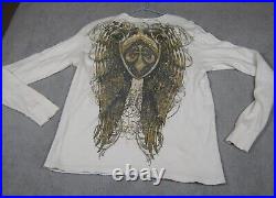 Affliction Shirt Mens Adult EXTRA Large XL White Gold Eagle Wings Casual Biker