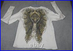 Affliction Shirt Mens Adult EXTRA Large XL White Gold Eagle Wings Casual Biker