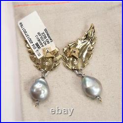 Alexis Bittar Gold Angel Wing Baroque Pearl Large Drop Earrings NWT
