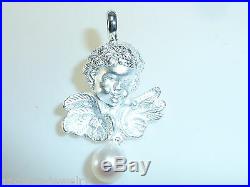 Alraune, Large Angel Head with Wings & SWZ Pearl, 925 Silver Pendant, 100787