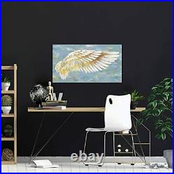 Angel Canvas Wall Art Large White and Gold Angel Wings Painting Picture