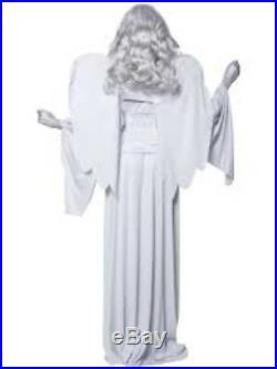 Angel Costume Gray Gothic Cemetery Statue Look 3Pc Dress Wings & Sleeves LG
