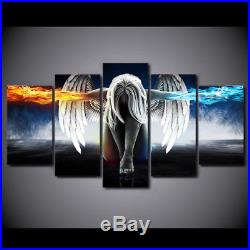 Angel Girl Painting 5 pcs Canvas Print Fire And Ice Wings Poster Wall Art Decor