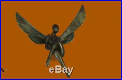 Angel, Large Winged Female High Relief Sculpture, Figurative Statue Solid Bronze