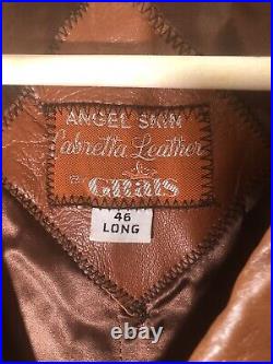 Angel Skin, Vtg 70's Cabretta Leather By Grais, Carmel Brown Jacket 46 Long