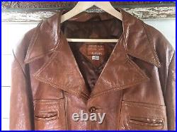 Angel Skin, Vtg 70's Cabretta Leather By Grais, Carmel Brown Jacket 46 Long