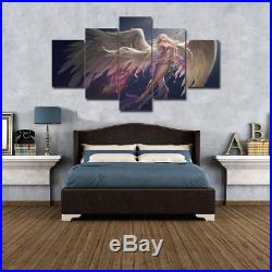 Angel Wall Art Canvas 5 Piece Print Home Decor Girl Wings Warrior Picture Anime