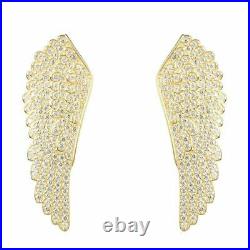 Angel Wing Large Stud Earrings Sterling Silver Gold