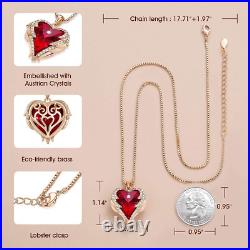 Angel Wing Love Heart Necklaces and Earrings Rose Gold Plated Necklace