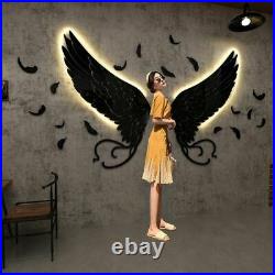 Angel Wing Wall Sticker Mirror Acrylic Self Adhesive Background Decor With Light