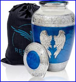 Angel Wings Ashes Urn. Blue Cremation Urns for Ashes Adult Male and Female. Deco