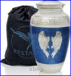 Angel Wings Ashes urn. Blue Cremation urn for Human Ashes Adult Men RESTALL AYW24