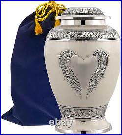 Angel Wings Cremation Urn Handcrafted, Large, Velvet Bag Included