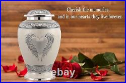 Angel Wings Cremation Urn Handcrafted, Large, Velvet Bag Included