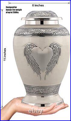 Angel Wings Cremation Urn Handcrafted, Large, Velvet Bag Included