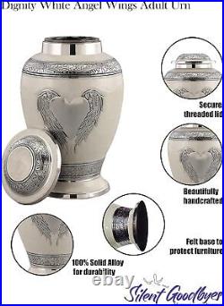 Angel Wings Cremation Urn Handcrafted, Large, Velvet Bag Included