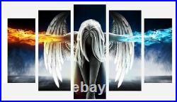 Angel Wings Fire And Ice Women Fantasy 5 Split Panel Canvas Pictures 28x40