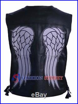Angel Wings Genuine Leather Vest Jacket High Quality Free Shipping + All Sizes