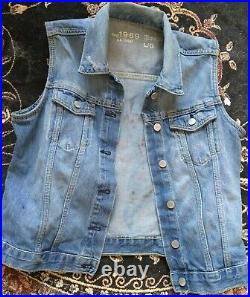 Angel Wings Hand Painted Jean Jacket Size Large Sleeveless