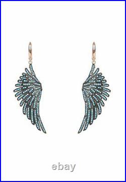Angel Wings Large Drop Earrings Pink Rose Gold Turquoise Blue Sterling Silver