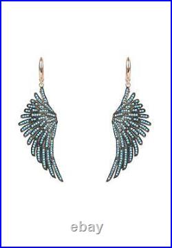 Angel Wings Large Drop Earrings Pink Rose Gold Turquoise Blue Sterling Silver C