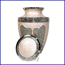 Angel Wings Pink Brass Funeral Cremation Urn with Personalization