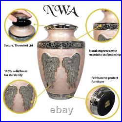 Angel Wings Pink Brass Funeral Cremation Urn with Personalization