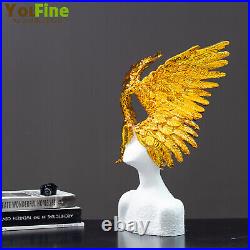 Angel Wings Resin Sculpture The Angel With A Golden Crown Resin Statue For Decor