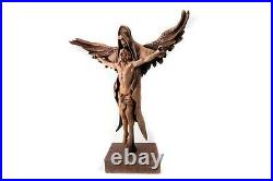 Angel Wings Sculpture Jesus Christ Wood Altar Crucifix Large Cross Icon Carved