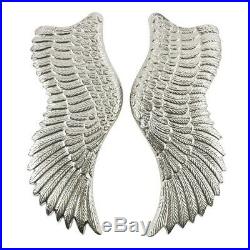 Angel Wings Set of 2 Wall Sculpture Silver Aluminium Wall Decoration Shabby Chic