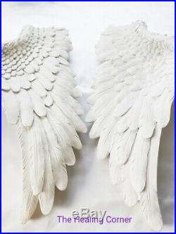 Angel Wings Set of 2 Wall Sculpture White Glitter Wall Decoration Shabby Chic