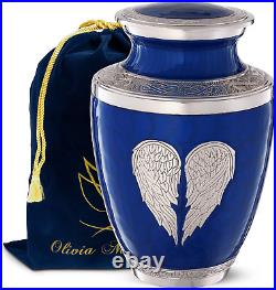 Angel Wings Urn. Blue Cremation Urn for Human Ashes Adult Funeral Decorative U