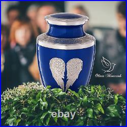 Angel Wings Urn. Blue Cremation Urn for Human Ashes Adult Funeral Decorative U