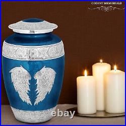 Angel Wings Urn Blue Cremation Urn for Human Ashes Adult Heart Large Urn