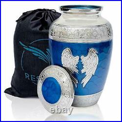 Angel Wings Urn. Blue Cremation urns for Human Ashes Adult Large. Decorative