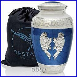 Angel Wings Urn. Blue Cremation urns for Human Ashes Adult Male and Female. D